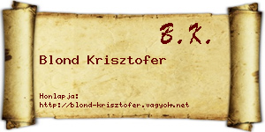 Blond Krisztofer névjegykártya